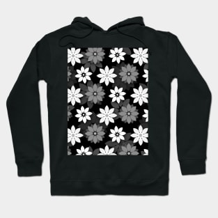 black and white flower pattern print Hoodie